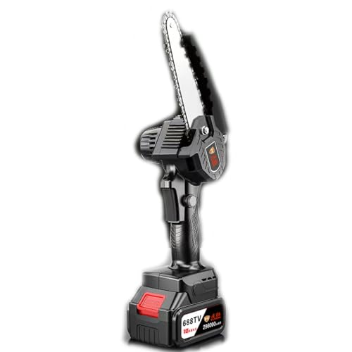 AIOMEST Mini motosierra de 6 pulgadas con batería, sierra de podar con 2 baterías y 2 cadenas, sin herramientas, cambio de cadena y cadena Mini Chainsaw, batería para tijeras de podar, corte de madera