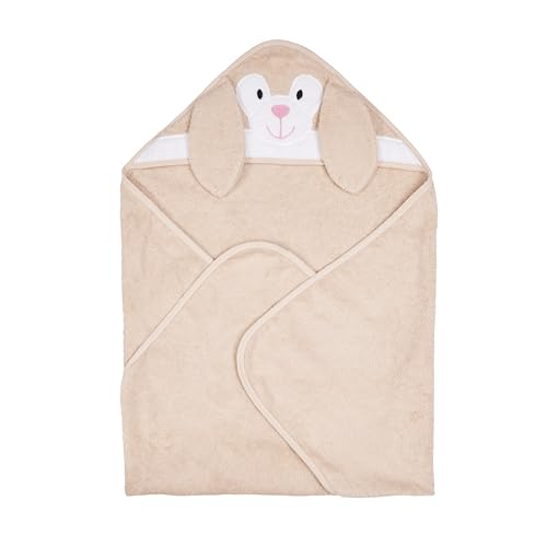 Image of Riff Raff Friendly Bunny Hooded Towel - Premium Cotton Baby Towel with Mitt Set - Ultra Soft Machine Washable Cartoon Hooded Baby Towels - Baby Towels with Hood for Newborn Baby, Infants, Toddlers