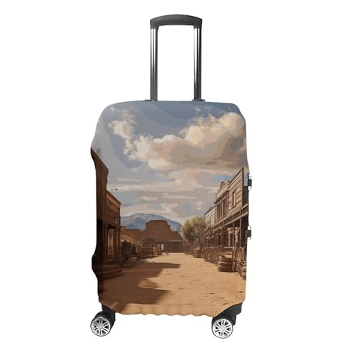 Old Wild West Cowboy Town Printed Luggage Cover Protector, Fits 18-32 Inch Luggage