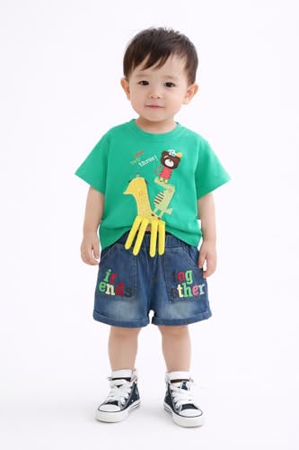 Image of Bold N Elegant Cotton Cute Cartoon Printed Half Sleeve T-Shirt And Shorts Clothing Set For Infant Toddler Baby Boy Girl