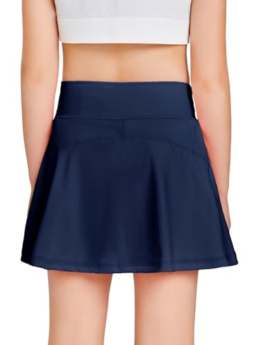 Image of Haloumoning Girls Tennis Skirt High Waisted Athletic Skorts | Pockets Shorts, Crossover,Workout Golf Running Skirts