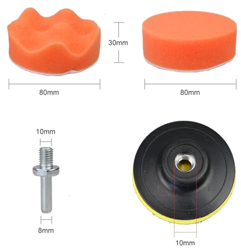 Kit 11pcs Boinas Esponjas de Polimento Automotivo 3 Polegadas (8cm) para Parafusadeira e Furadeira