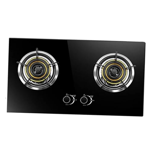 強化ガラスガスコンロ - ガスストーブ、2口ガスコンロ、お手入れ簡単な家庭用ガスコンロ、炎の大きさを調節できるキッチンコンロ、プッシュ式チャイルドロックガスコンロ (Size : LPG)