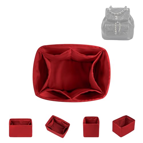 Image of DGAZ Silk Purse Organizer Insert Fits Chanel Duma Bags,Silky Smooth Bag Organizer,Luxury Handbag & Tote Shaper(Rouge Cassque,24P Large)