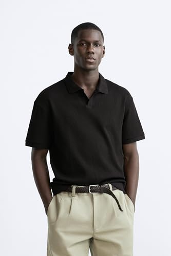 Image of Alan Jones Clothing Men's Textured Polo T-Shirt | Classic Short Sleeve Polo for Casual Wear