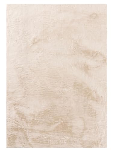 benuta Basic Alfombra Salon Furry - Beis 60x120 cm - De Piel sintética - Suave para Sala y Dormitorio - Base Antideslizante - Lavable - Compatible con calefacción bajo Suelo