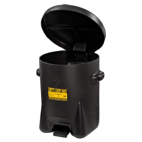 Image of Eagle Oily Waste Can, Self-Closing Lid, 14 Gallon, Made in the USA, Black