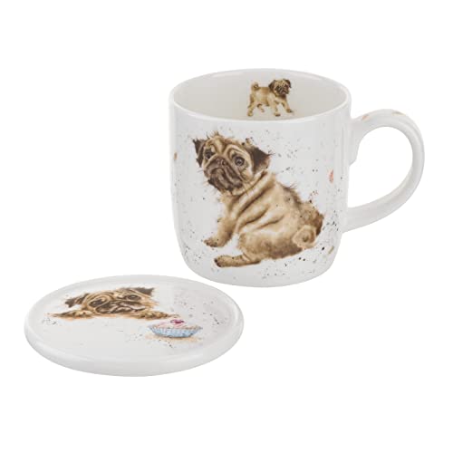 Set de Mug y Posavasos 11 oz Royal Worcester Pug Love miniatura 1