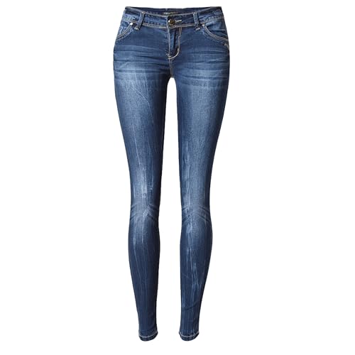 Jeans taille haute stretch femme - Pantalon décontracté slim hanches à poches