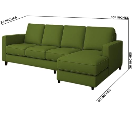 Image of The MM Furniture store Premium Fabric Sofa - Olive (6 Seater - RHS)