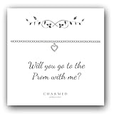 Charmed Jewellery Prom Proposal Gift, CZ Heart Bracelet 925 Sterling Silver, Promposal, Gift Ideas for Prom Night, Present for Girlfriend,