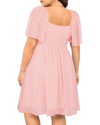 Image of Pinup Fashion Plus Size Graduation Homecoming Chiffon A-line Short Dress