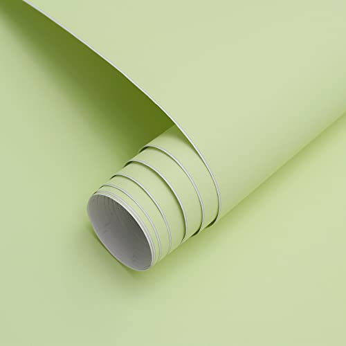 Heloho 118"X15.7" Solid Light Green Wallpaper Matte Textured Wallpaper Peel And Stick Modern Self Adhesive Removable Wallpaper Waterproof Contact Paper For Furniture Living Room Bedroom Decor #TOP3