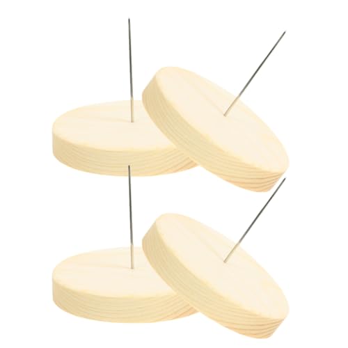 ibasenice Soporte para Muñecas de Fieltro Aguja de Acero, Base Redonda de Madera 5 Cm de Diámetro y 1 Cm de Grosor, Juego de 4 Piezas para Exhibición de Figuras de Crochet y Animales