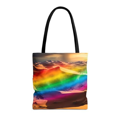 Premium Reinforced Stitching Tote Bag - A Rainbow Sandstorm in a Desert