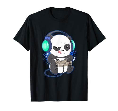 Herren Niedlicher Gaming Panda Video Game Computer Videogame PC T-Shirt