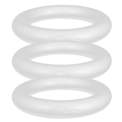 ibasenice Couronne en Polystyrène Anneau Rond en Mousse pour Loisirs Créatifs et Arrangement Floral, Lot de 3 Cercles Blancs Polyvalents Faciles à Utiliser pour Décoration