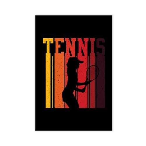 Leinwandposter mit Aquarell-Tennis-Action-Spielern, Sport, Fitness, Schlafzimmer, Dekoration, Landschaft, Büro, Raumdekoration, Geschenk, ungerahmt: 30 x 45 cm