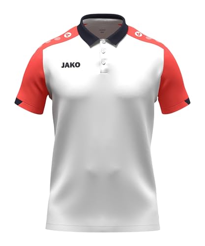 Polo Unisexe JAKO Dynamic Blanc Coral et Bleu Marine en Taille XL