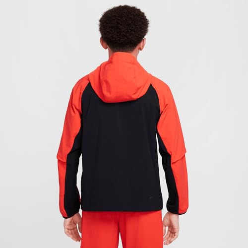 Nike Tech Big Kids' (Boys') Woven Jacket (HQ8911-011, Black/Light Crimson/Black)2