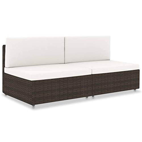 FUDUGEHMIOFWFJJ Modulares 2-Sitzer Rattan Gartensofa Braun