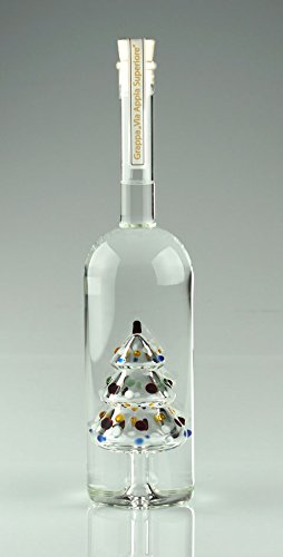 Geschenkset Flasche mit Weihnachtsbaum aus Glas innen, Füllung Grappa (500 ml, 38 %vol.,), in Geschenkverpackung Cover