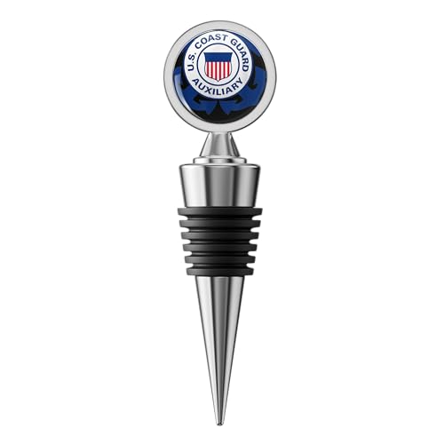 United States Coast Guard Auxiliary Logo Military Veteran Steel Bottle Wine Stopper Airtight Reusable Plug