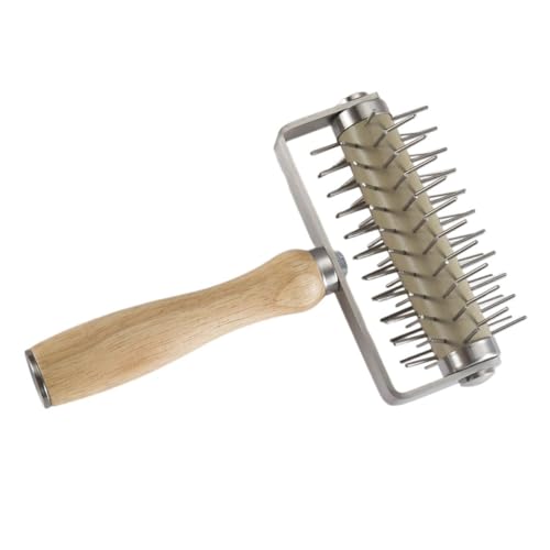 GARVALON Rullo per Pizza in Acciaio Resistente Manico in Legno Perforatore per Impasto per Dolci e Torte Utensile da Cucina per Pizza e Pasta