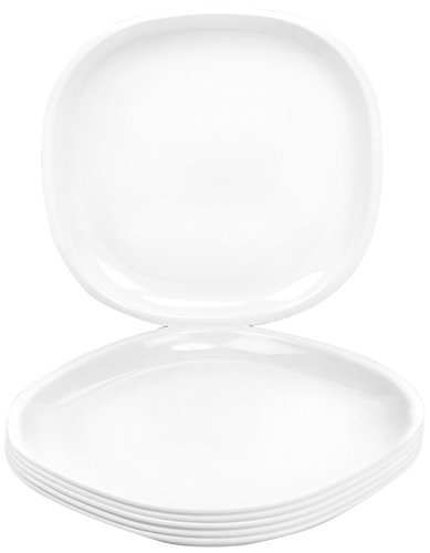 Signoraware Square Plastic Half Plate Set, Set of 6, White