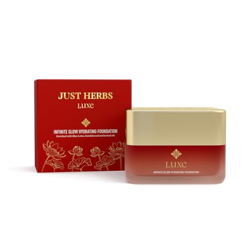 Image of Just Herbs Luxe Infinite Glow Hydrating Foundation | Luxury Makeup | Ayurvedic Skin-Loving Formula | Soft Matte Finish | Non-Cakey & Long-Lasting (BEIGE)