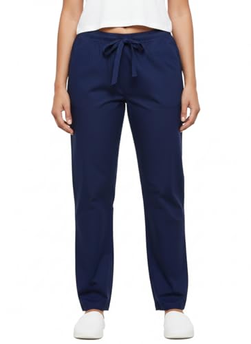 Image of Women's Cotton Linen Solid Lounge Bottom Plus Size Pant Pyjamas for Women Sleepwear Regular Fit Casual Trousers