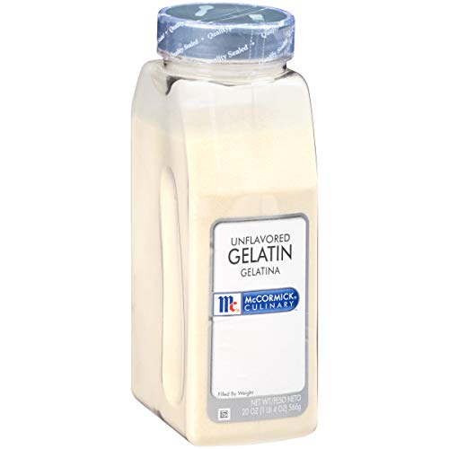 McCormick Culinary Unflavored Gelatin, 20 oz - One 20 Ounce Container of Odorless, Tasteless Gelatin Great for Home Bakers and Chefs to Use in Cold Sauces, Glazes, Sponges, and Whipped Desserts