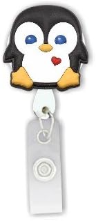 3D Rubber Retractable Badge Holder- Penguin