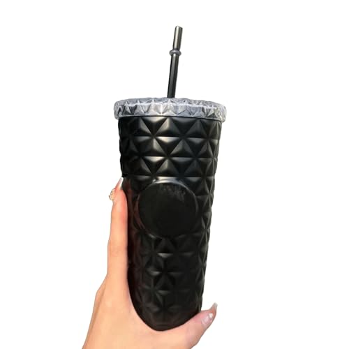 グラデーションクリスタルマグ|多用途ウォーターボトル、ダブルストローマグ、304ステンレススチール (不吉な,591 ml)