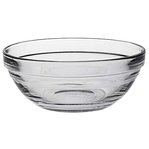 Tradineur - Cuenco redondo de vidrio, modelo Lys, bol para mezclar, ensaladera apilable, apto para microondas y lavavajillas, cocina - 20 x 8 cm