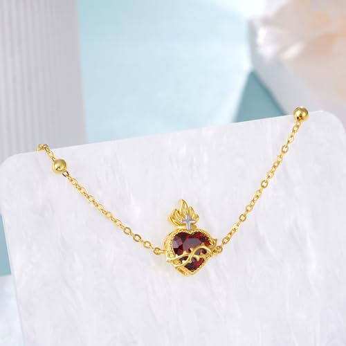 Sacred Heart of Jesus Bracelet 925 Sterling Silver Jesus Bracelet Religious Jewelry Gift for Women3