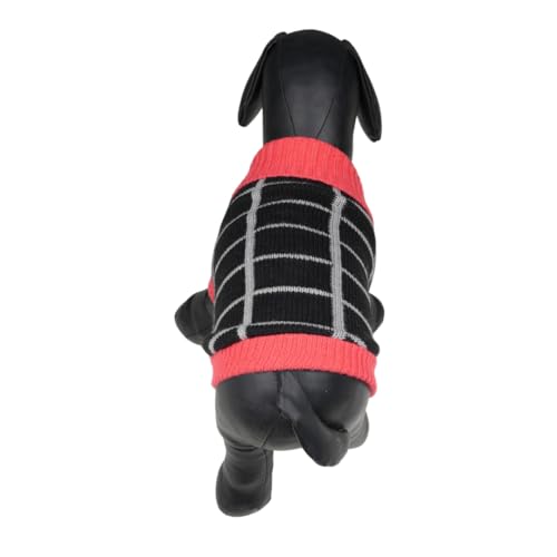 Image of Lulala Dog Sweater, Knitted Turtleneck Cold Weather Dog Sweater for Small Small Dogs, Soft Diamond Plaid Pullover Knitwear Dog Winter Warm Clothes, Pet Coat Puppy Sweater (Black, 16 Inch)