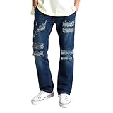 Kaket Mens Ripped Jeans Slim Fit, Distressed Destroyed Jeans for Men Skinny Straight Fit Stretch Denim Pants Blue 36