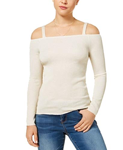 Juniors' Shine Off-The-Shoulder Sweater (Winter White, XS)