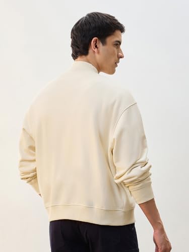 Image of Nobero Men's Premium Fleece Bomber Jacket | 280 GSM Fabric | Regular Fit Zip-Up Outerwear | Shirt Collar | Ribbed Cuffs & Hem | Casual Winter Layering Jacket