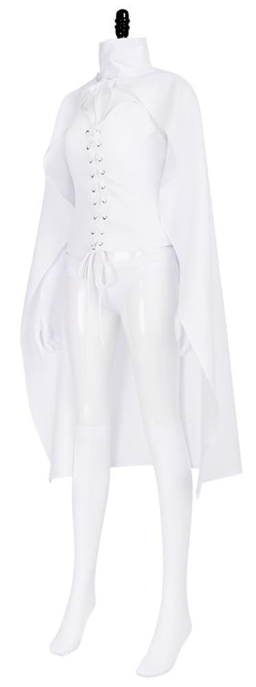 Women Queen Emma Frost Cosplay Top Cloak Gloves Socks Emma Frost Costume White Uniform for Halloween: White Uniform 3X-Large
