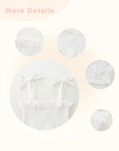 Toddler Girl Summer Clothes Solid Color Sweet Camisole Ruffle 2-Piece Infant Cotton Linen Pants Set3