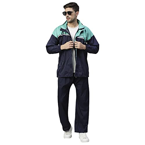 Image of ZEEL Rain Coat for Men Waterproof for Bike Riders with Adjustable Hood and Pocket,Waterproof Raincoat with Polyester Jacket Pant and Carrying Pouch,AZ06
