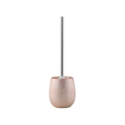 axentia WC Garnitur Chicago aus Steingut rose-gold verchromt - Toilettenbürste mit Halter stehend - Chrom Bürstengarnitur ohne Bohren Cover