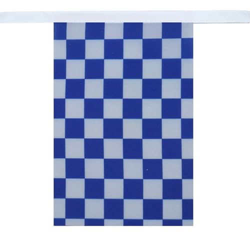 Image of AZ FLAG Navy Blue and White Check 6 meters BUNTING Flag 20 flags 9'' x 6'' - checkered racing STRING flags 15 x 21 cm