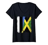 Photo Gallery donna estonia giamaica half flag estonian jamaican heritage maglietta con collo a v Photo Gallery donna estonia giamaica half flag estonian jamaican heritage maglietta con collo a v