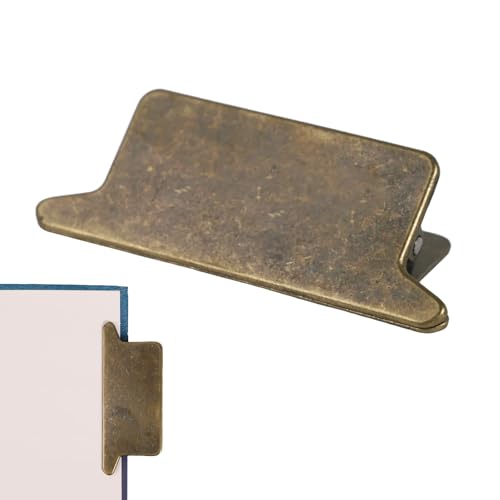 1Pc Bronze Metal Paper Clip Alloy Vintage Travelers Notebook Clips Decorative Journal Page Binder Clamps for Office Home DIY Use School Stationery (Bronze 3.3 x 1.3 in)