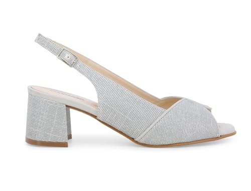 Sandale tissu argenté pailleté s634q confortable pour marcher avec élégance