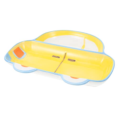 Cabilock 1pc Car Shaped Ceramic Meal Plate Divided Design Easy to Clean for Dining Table Decoration Food Serving Dish for Home Use