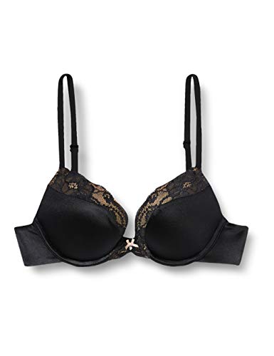 Maidenform Women's Super Sexy Maximizer Underwire Bra, Black Body/Beige, 34C